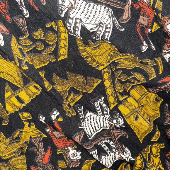 Marsha Brander For Componix Wide Leg Gaucho Pants 14 Funky Art Faces Rayon 80s L - Picture 9 of 14